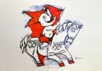 Ashtavinayak, Painting by Maqbool Fida Husain, 14.25 X 20 inches